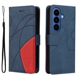 Til Samsung Galaxy S26+ Lommebokdeksel med Stativ Tofarget Design - Blå