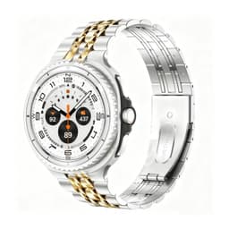 Metallinen ruostumattomasta teräksestä valmistettu ranneke, yhteensopiva Samsung Galaxy Watch 8/8 Classic - Seitsemän helmen muotoilu hopea+kulta