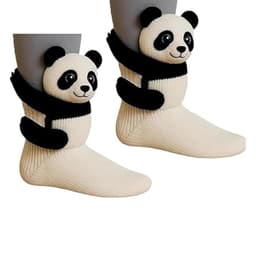 Söta Panda Golvstrumpor - Varma Stickade Strumpor för Vintern - 1 Par