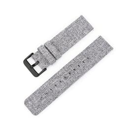 Canvas klokkereim - Lys grå med svart spenne 12 mm