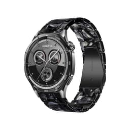 Tyylikäs hartsi-ruostumaton teräs kellon ranneke, yhteensopiva Huawei GT5 Pron kanssa - Vaihtoranneke Musta 20 mm