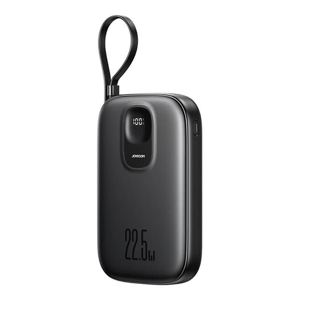 Joyroom Powerbank 10000mAh 22.5W med Inbyggd USB-C-kabel JR-PBF17 - Svart