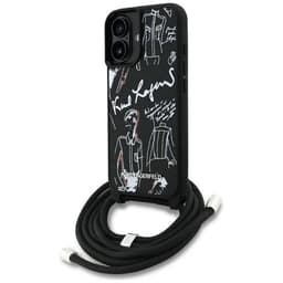 Karl Lagerfeld Mobilskal till iPhone 16 Crossbody Grained Pattern - Svart