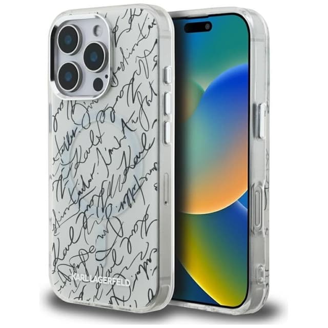 Karl Lagerfeld Mobilskal till iPhone 16 Pro Max MagSafe IML Karl Script - Vit
