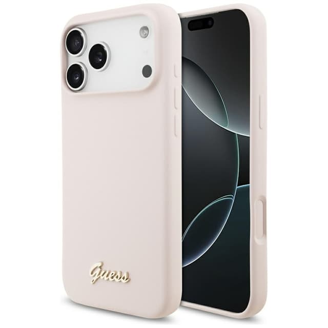 Guess Mobilskal För iPhone 17 Pro Max Magsafe Script Metal Logo - Rosa