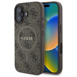 Guess Mobilskal till iPhone 16 MagSafe 4G Ring Classic - Brun