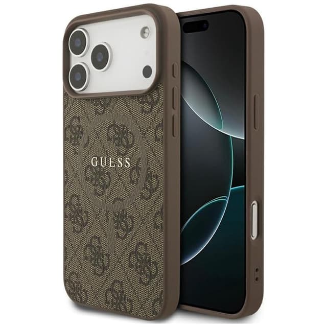 Guess Mobilskal till iPhone 17 Pro Max MagSafe 4G Ring Classic Logo - Brun