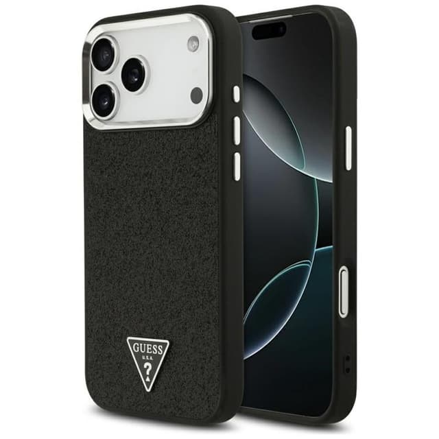 Guess Mobilskal till iPhone 17 Pro Max MagSafe Glitter Triangle Logo - Svart