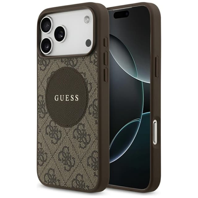 Guess Mobilskal till iPhone 17 Pro Max MagSafe 4G Circle Classic Logo - Brun