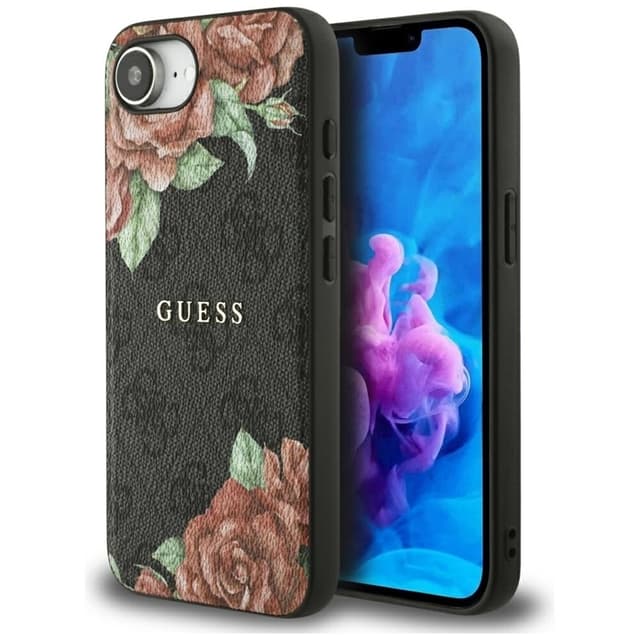 Guess Mobilskal till iPhone 16e Magsafe Flowers Print - Svart