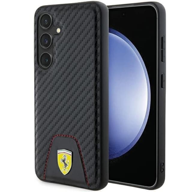 Ferrari Mobilskal till Galaxy S24 Plus Carbon Stitched Bottom - Svart