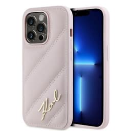 Karl Lagerfeld iPhone 14 Pro Cover MagSafe Quiltet Script Pink