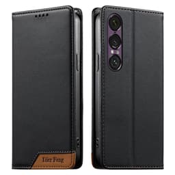 DIERFENG Til Sony Xperia 1 VII Lommebokdeksel RFID Beskyttelse Stativ - Svart