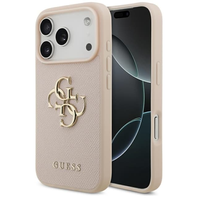 Guess Mobilskal till iPhone 17 Pro Grained Classic Logo - Rosa