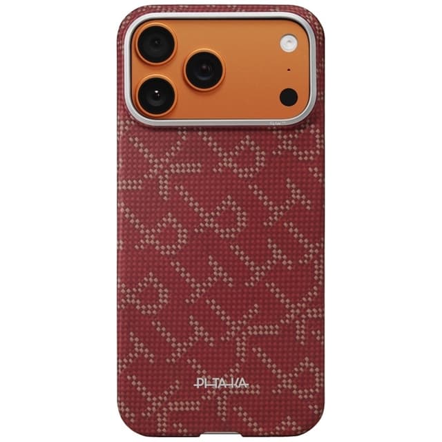 PITAKA Mobilskal För iPhone 17 Pro MagSafe Ultra-Slim Monogram- Guld Röd
