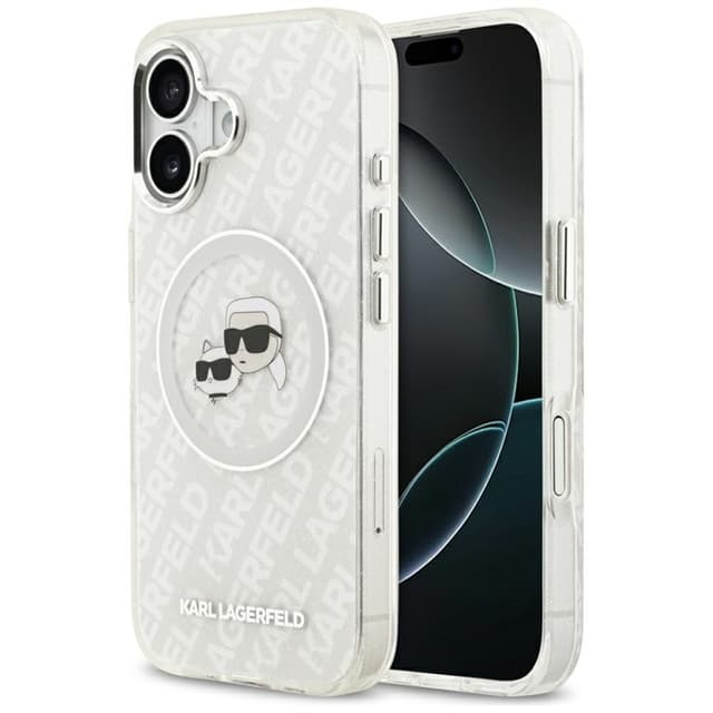 Karl Lagerfeld Mobilskal till iPhone 17 Magsafe Glitter Karl Och Choupette Heads