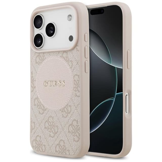 Guess Mobilskal till iPhone 17 Pro MagSafe 4G Circle Classic Logo - Rosa