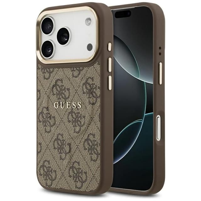 Guess Mobilskal till iPhone 17 Pro MagSafe 4G PU Classic Logo - Brun