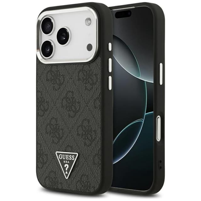 Guess Mobilskal till iPhone 17 Pro MagSafe 4G Triangle Logo - Svart Silver