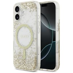 Guess Mobilskal till iPhone 17 Magsafe Resin Bottom Glitter - Guld