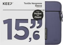 KEEP 15.6" etui til bærbar PC i ribbet fløyel med lomme (blueberry)