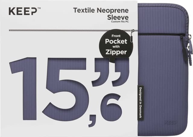 KEEP 15,6" laptopsleeve med ribbad sammetsficka (blåbär)