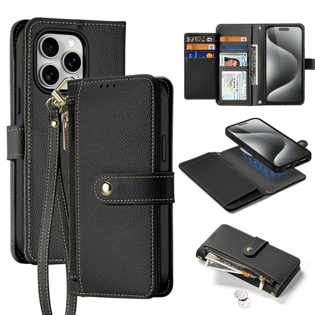 Dux Ducis iPhone 15 Pro Max Plånboksfodral Lawa Läder - Svart