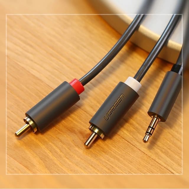 Ugreen Aux till 2xRCA 3m Kabel 3.5 mm mini jack - Grå