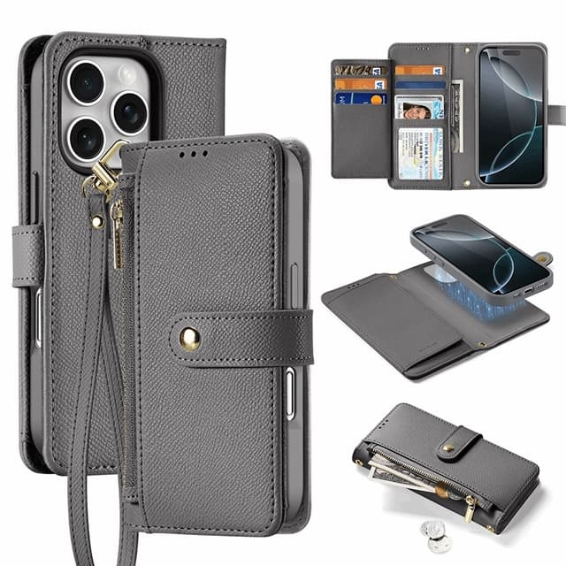 Dux Ducis iPhone 16 Pro Plånboksfodral Lawa Läder - Grå