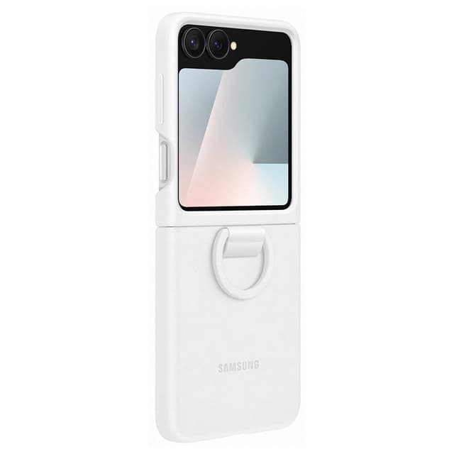 Mobilskal till Samsung Galaxy Z Flip 7 FE Silikon Ringhållare - Vit