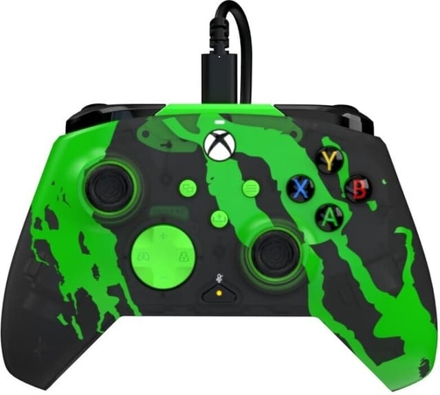 PDP Gaming Rematch Wired Controller - Jolt Green (Glow In Dark) - trådbunden spelkontroll, Xbox