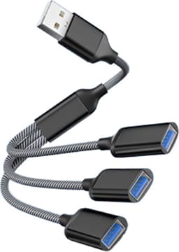 USB-hub-splitter - 3 porter Sort