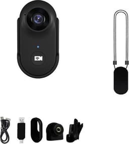 Svart A100+ Tommel Action Kamera Magnetisk Kit - 1080P HD Lomme Vlog Cam