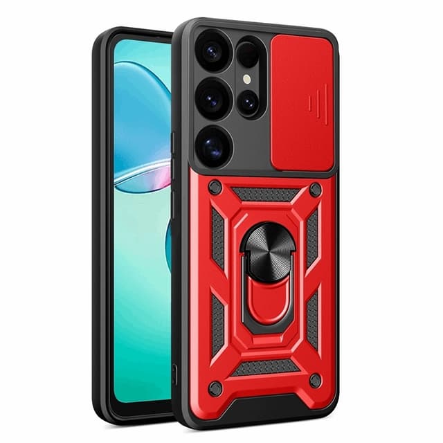 Telefontaske til Galaxy S25 Ultra Hybrid Armor Camshield - Rød
