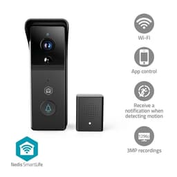 Nedis SmartLife Video Ovipuhelin | Paristokäyttöinen | 3MP Full HD 1296p | MicroSD (ei sisälly) / Pilvipalvelutallennus (valinnainen) | IP44 | Liiketunnistin | Yökuvaus | Musta