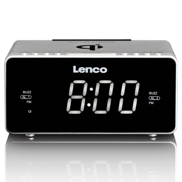 Lenco Stereo FM-klockradio med USB och Qi trådlös laddning för