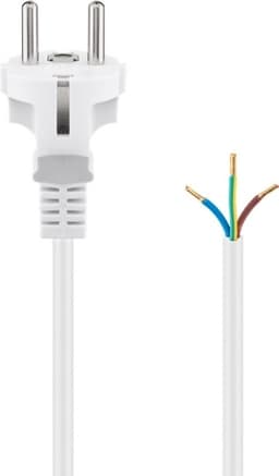 Goobay Kabel för skyddskontakt för montering, 1,5 m, vit stickkontakt med skyddsjord (typ F, CEE 7/7) > lösa kabeländar