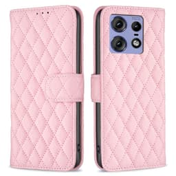 SKALO Motorola Edge 50 Pro 5G BINFEN COLOR Tikattu Lompakko - Pinkki