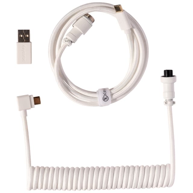 Keychron Spiralformet Aviator Vinklet 8K USB kabel (hvid)