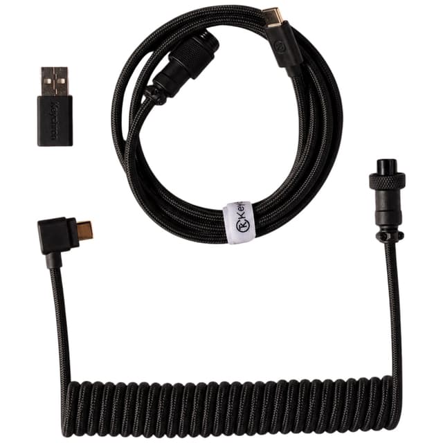 Keychron Spiralsnoet Aviator Vinklet 8K USB kabel (sort)