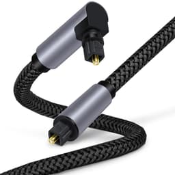 Optisk lydkabel rett-til-vinklet OD5.0 — nylonflettet oksygenfri kobber, tapsfri SPDIF 5.1/7.1, kompatibel med PS5, TV, Soundbar 3 m