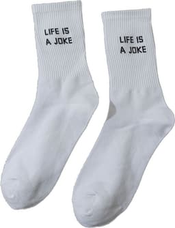 Roliga Strumpor bomull Vita 1 par streetstyle broderi på vaden - LIFE IS A JOKE