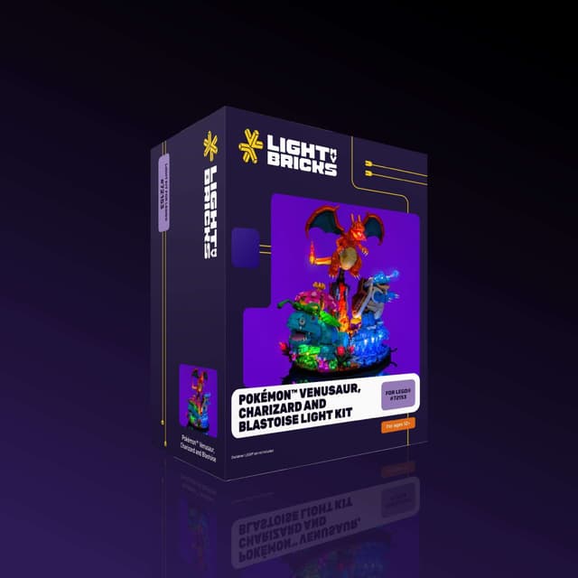 Light My Bricks™ Pokémon Venusaur, Charizard og Blastoise lyskit