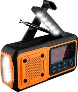 Utendørs nødradio med sveiv, solcelledrevet med powerbank, DAB/FM-radio med leselys