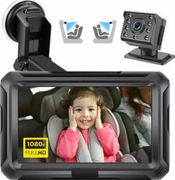 4,3"" HD 1080P babymonitor for bil, 360 graders rotasjon, vidvinkelkamera for nattsyn