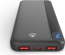 Nedis Powerbank | 10000 mAh | 1.5 / 1.67 / 2.0 / 2.22 / 3.0 A | Enhetens utgångsanslutning: 1x USB-C™ / 2x USB-A | Enhetens ströminmatningsanslutning: 1x USB-C™ | Lithium-Polymer | Display