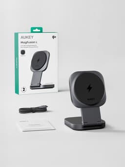 AUKEY LC-MC211 2-i-1 Magnetisk Trådløs Oplader (Mobil + Hovedtelefon) Grå