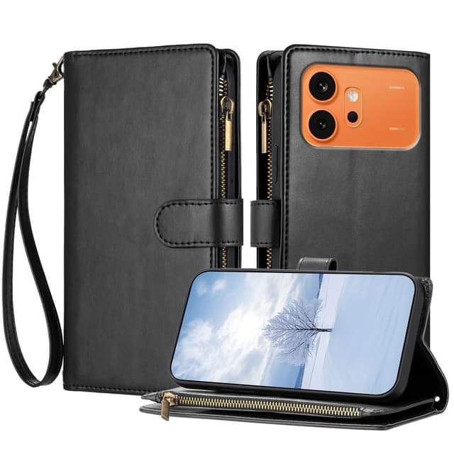 SKALO L01 Big Wallet Zipper Cover til Honor 600 - Sort