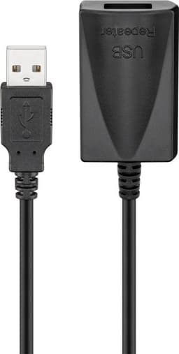 Aktivt USB-forlængerkabel, 5 m, sort