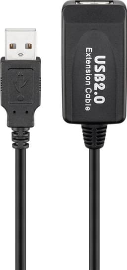 Aktivt USB-forlængerkabel, 10 m, sort
